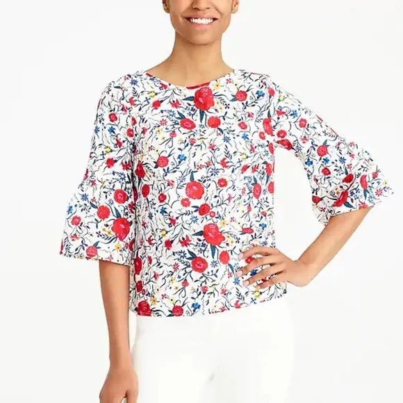 J Crew Floral Print Blouse